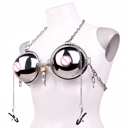 QKKQ Breast Cover With Nipple Clamp Nipples Covers Female Chest Hood Harness Hollow Breast Clip Milk Clips Bondage BDSM Sex Toys
