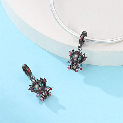 Hot Sale 925 Sterling Silver Cute Panda Beads & Penguin Dangle Charm Fit Snake Bracelet Boutique Necklace Black Pendant Gift