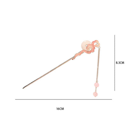 Classic Hair Stick Imitation Jade Hairpin Chinese Hanfu Hair Accessories For Women Long Tassel Hair Bun Jewelry Vintage Tiaras