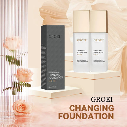 GROEI Changing Foundation SPF15 - 30ml Auto-Adjusting, Lightweight, Natural Finish for Flawless Skin & Daily Sun Protection