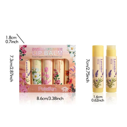 5pcs Lip Balm Set Rose Chrysanthemum Fragrance Moisturizing Lip Mask Lip Care Autumn and Winter Moisturizing Lips Hydrating