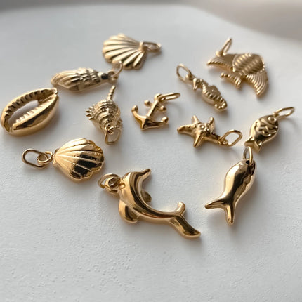 Stainless Steel charms Ocean shell conch golden pendant Summer beach Handmade Necklace Bracelet DIY charms for jewelry making
