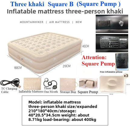 MOUNTAINHIKER 2025 Interior Air Mattress Glamping Mats PVC Inflatable Sleeping Mattress 1/3 Person Camping Bed Mat Built-in Pump