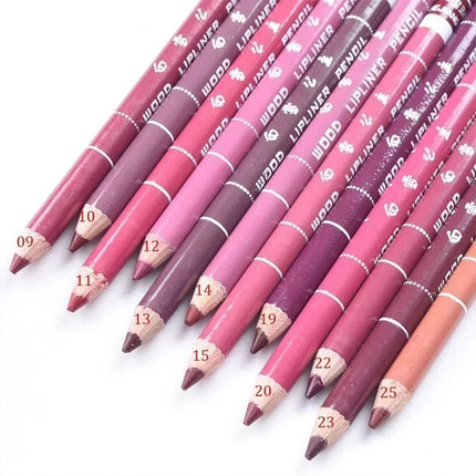 New 2025 Hot Sale New 12 Color 1Set Professional Metal Makeup Pencil Lipstick Suitable Women's Makeup Matching Lipstick Supplies