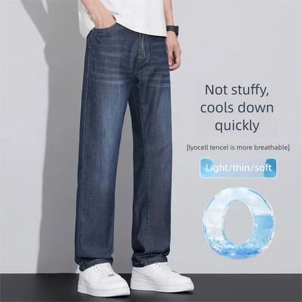26 New Lyocell Slim Straight Leg Jeans Spring Summer Men's Pants High-quality Classic Cool Breathable