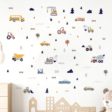 Cartoon Car Construction Truck Furniture Wall Stickers for Kids Room Living Room Wall Decals Baby Child Home Decoration Bedroom