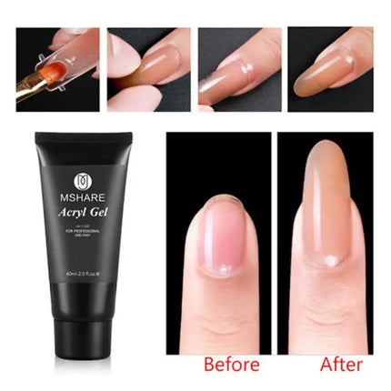 MSHARE Poly Nail Extension Gel TPO Hema Free Milky White Nails 60g Nail Extension Camouflage Quick Building Finger 60ml