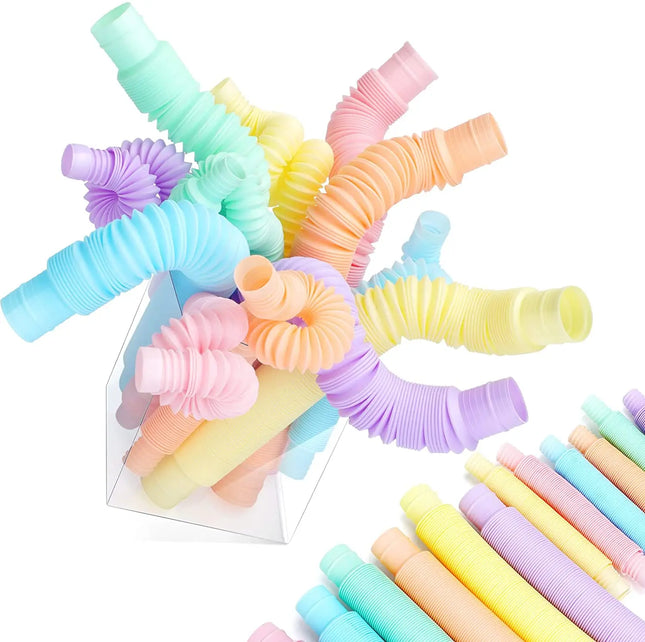 4 Pack Mini Tube Sensory Fidget Toy Colorful Heavy-Duty for Construction Building Educational Toys for Stress Autism ADHD