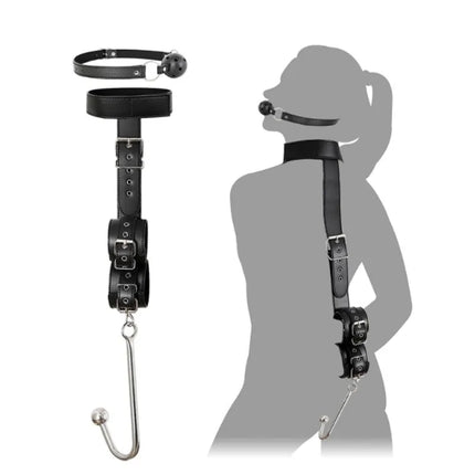 BDSM Training Bondage Belt Gag Backhand Buckle Leather Bondage Gothic Style Fetish Handcuffs Metal Anal Plug Sex Toys Unisex