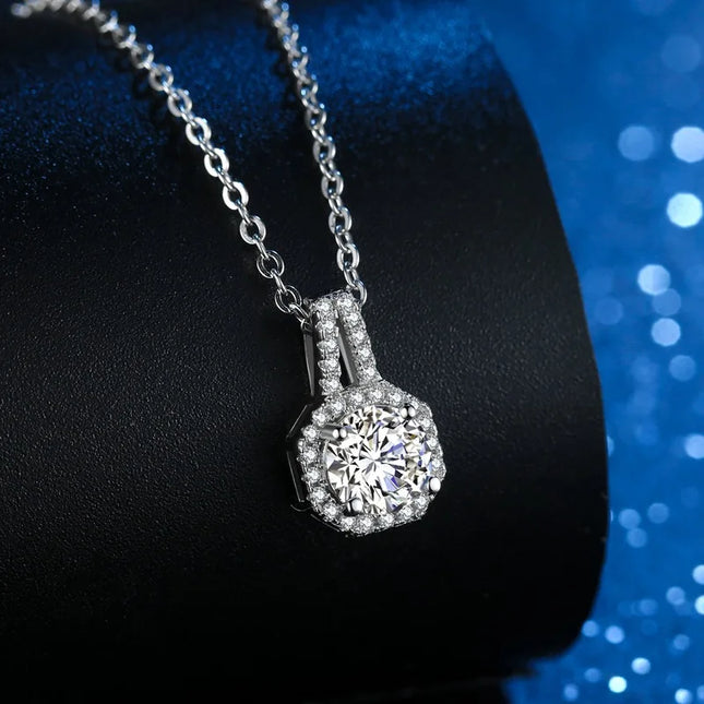 2CT Moissanite Square Necklace Pendant Women's PT950 Platinum - Polished details, lightweight, for gifting & wearing