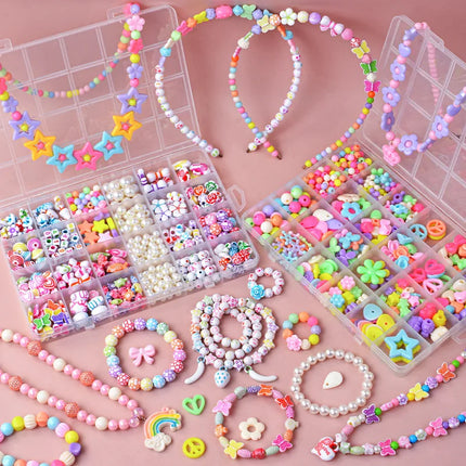 DIY Handmade Beaded Children's Toy Creative Loose Spacer Beads Crafts Making Bracelet Necklace Jewelry Kit Girl Toy Gift