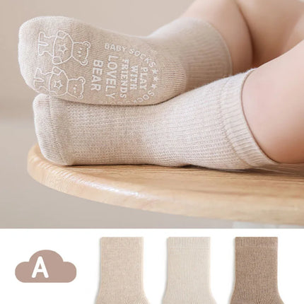 3 Pairs a Lot Spring New Baby Toddler Socks 0-5Y Non-Slip Antibacterial Soft Cotton 2026 Kids Socks for Boys Girls Accessories
