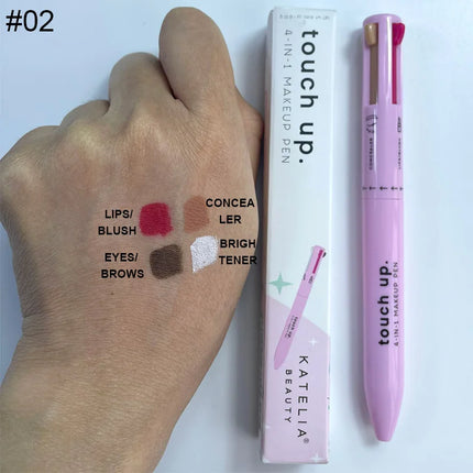 4 in 1 Long-lasting Vegan Makeup Pen Face Eye Makeup Beauty Pencil Eyebrow Eyeliner Lip Liner Highlighter Pen