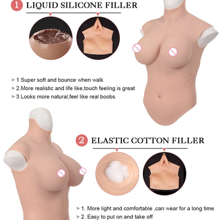 Dokier No-oil Silicone Breast Forms Fake Boobs Plate Enhancer Tits Male to Shemale Transgender Drag Queen Crossdressing Cosplay