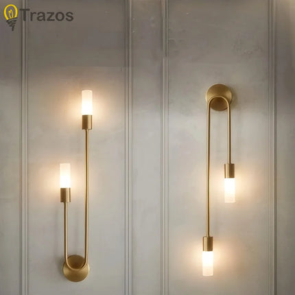 Modern Simple LED Wall Lamp Gold Black Nordic Long Wall Lamp Living Room Bedroom Hallway Corridor Background Interior Decoration