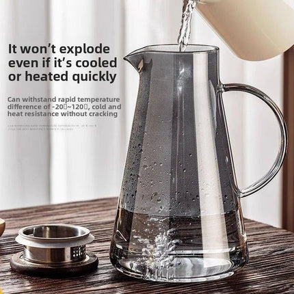 High Borosilicate Glass Pitcher Heat Resistant Water Kettle for Home Office Tea Cold Brew Fruit Infuser Jug Stylish Carafe