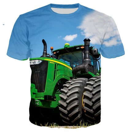 Summer Fashion Trend Sports Boy tractor Graphic Funny T-shirts Casual 3D Print Harajuku Personality Round Neck Short Sleeve Top