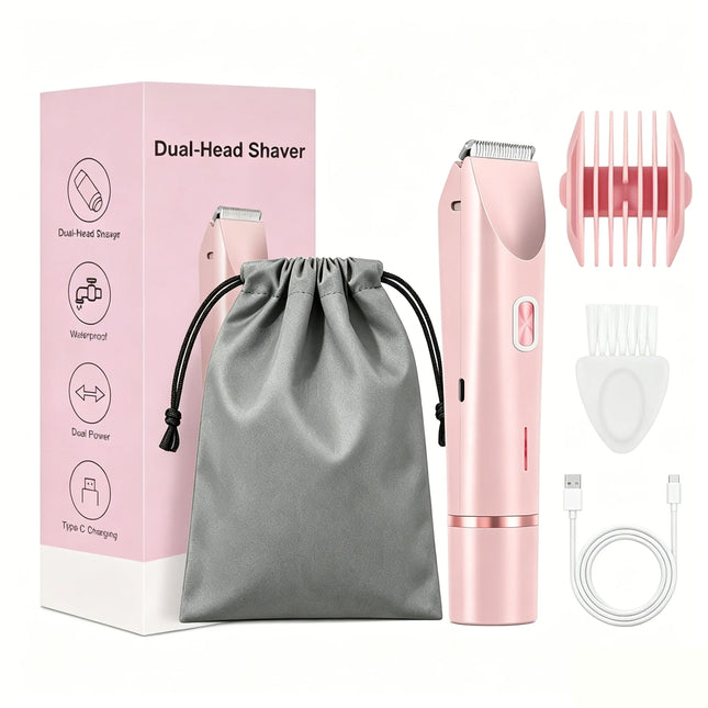 Electric Shaver for Women, Double Head, Dual-Purpose Female Razor, Body Epilator, Leg, Underarm, Bikini Electric Hair Remover Trimmer