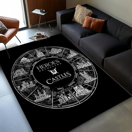 3D HOMM3 Heroes of Might and Magic Map Treasure Chest Retro Game Carpet Rug for Living Room Bedroom Home Sofa, Non-slip Floor Mat