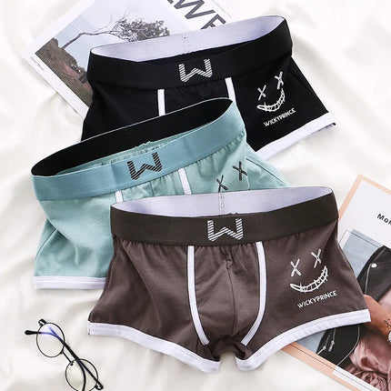 1/3/4 Pcs Mens Underwear Cotton Men Boxer Panties U-convex Man Breathable Underpants Sexy Comfort Male Boy Smiling Face Boxers