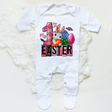 My First Easter Bunny Printed Baby Babygrow Sleepsuit Bodysuit Newborn Coming Home Hospital Outfit Infant Easter Party Romper