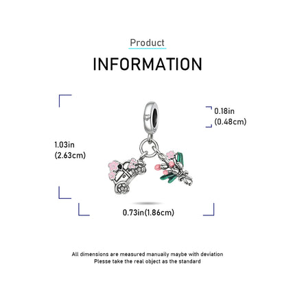 925 Silver Flowers Bouquet Rose Sunflower Blossom Petal Charms Beads Pendant Bracelet Necklace DIY Valentine's Day Gift Jewelry