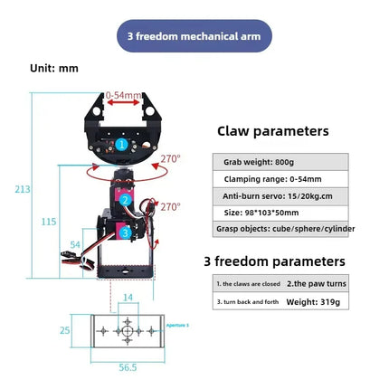 2/3/4/6 Multi-degree-of-freedom Robot Arm Servo Parallel Gripper Claw Stm32 Open Source Robotics Intelligent Cart Gripper