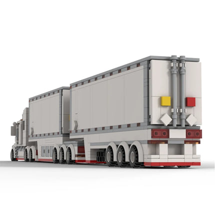 City Refrigerated B-Double Car Moc Building Blocks Technical Bricks Modular Gifts Toys For Children DIY Assembly Sets Model