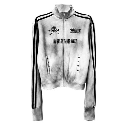 long sleeved spray printed sportswear fashion trend Harajuku retro Y2K personality willow nail zipper sweatshirt sweatpants