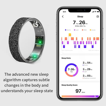 Simple Smart Ring Heart Rate Blood Oxygen Sleep Health Monitor Sport Ring IP68 Waterproof Pedometer Remote Gesture Control Photo