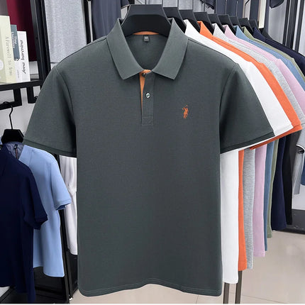 100% pure cotton men's short-sleeved polo shirt, hot-selling summer fashionable horse logo embroidery classic Paul casual T-shirt