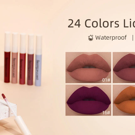 QIBEST 2pcs Lipstick Lipliner Pen Set Matte Nude Lip Liner Pencil Waterproof Long Lasting Lipstick Pen Contour Makeup For Women