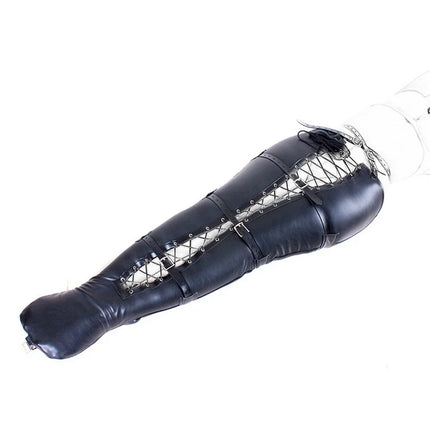 Sex Games Fetish Half Body Harness Leg Binders of Sexy PU Leather Mermaid Straitjacket Adjustable Bondage Leggings Dress Erotic