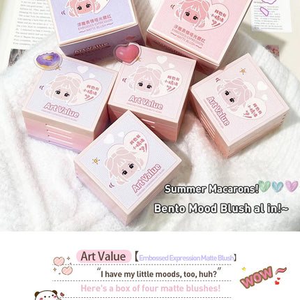 4-in-1 Embossed Matte Blush Makeup Palette Nude Eyeshadow Cheek Blusher Contouring Four-layer All-in-one Box Brightening Makeup