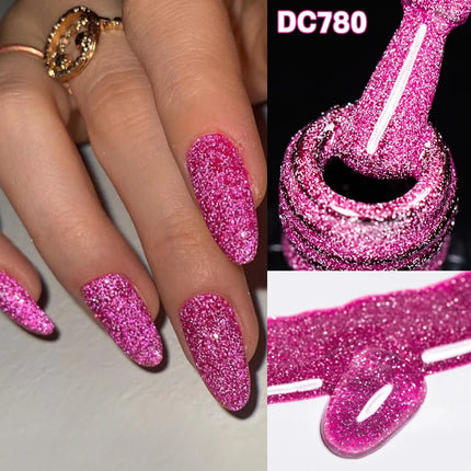 Red Reflective Glitter Gel Nail Polish Sparkling Glitter Flashy Semi-permanent Soak Off Nail Art UV Gel Varnish Nail Supplies