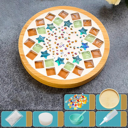 Handmade DIY Mosaic Cup Mat Bottom Bamboo Pad Early Education Free Creation Handicraft Toys