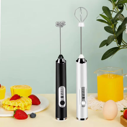 Mini Eggbeater Milk Coffee Blender Handheld Cream Whipper Latte Cappuccino Beverage 3-speed Rechargeable Blender