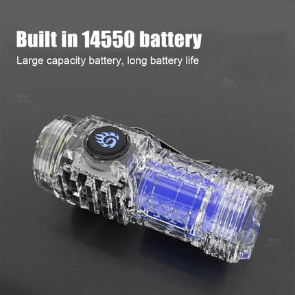 White Laser Flashlight Keychain High Power Rechargeable LED Flashlight Torch Tactical Portable Outdoor Camping Hiking Work Light