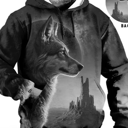 Men's Unisex Hoodie Fashion Pullover Hoodie Sweatshirt Hooded Animal Wolf Lion Dragon Tiger Print Daily 3D Print Casual Hoodies