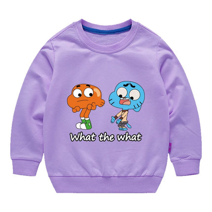 The Amazing World Of Gumball Kids Sweatshirt 100% Cotton O-neck Long Sleeve T-Shirt 3-12Years Kids Cartoon Sports Hoodie