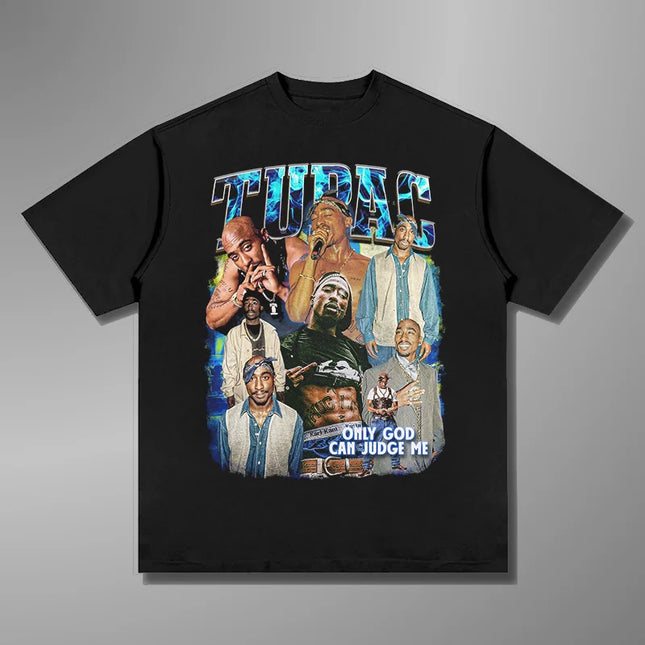 Tupac Shakur Crew Neck Printed T-Shirt Women Men Oversize Fit Short Sleeve Street Harajuku High Quality Cotton Casual Clothing