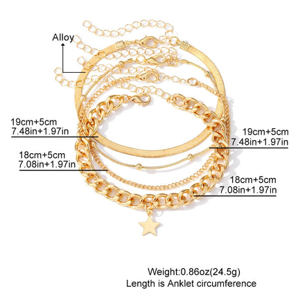 Bohemia Gold Color Snake Ankle Bracelet Set For Women Butterfly Key Lock Charm Multiple Styles Anklet Chain On Leg Boho Jewelry