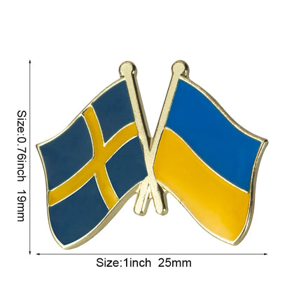Ukraine and Belarus Friendship Flag Badge Flag Brooch National Flag Lapel Pin International Travel Pins
