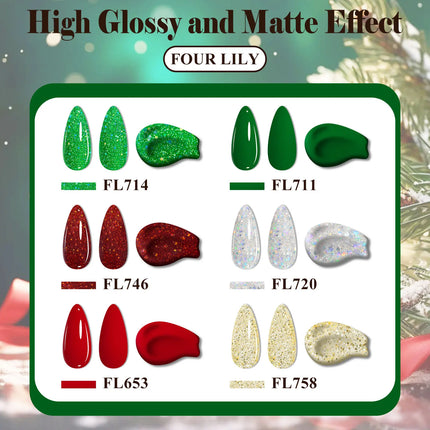 6pcs 10ml Gel Nail Polish Set Red Sparkling Glitter Semi Permanent Soak Off UV Gel Varnish For Christmas Nails Nail Supplies DIY