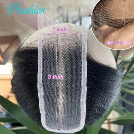 Phashion Real HD 2x6 Kim K 26 28 Inch Kinky Straight Deep Parting Yaki Lace Closure 100% Human Hair Transparent Lace Remy Hair