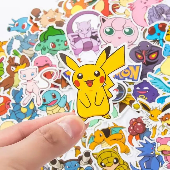 2027   50-100Pcs Pokemon Kawaii Pikachu Stickers Decoration Decals Laptop Skateboard Car Luggage Phone Waterproof Sticker Toy