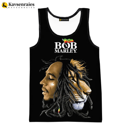 2023 New Fashion Bob Marley Tank Tops 3D Printed Graphic Polyester Sleeveless Shirts Men Hip Hop Harajuku Streetwear T-shirt