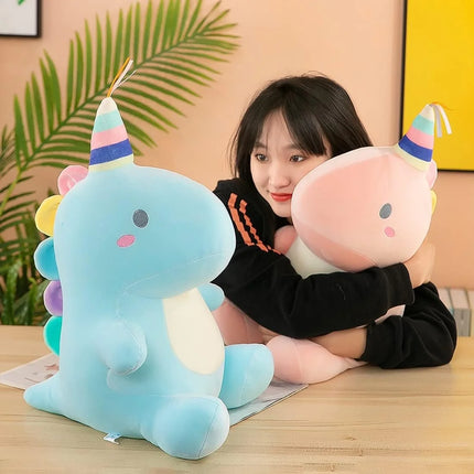 SNOWOLF 40cm/30cm Dinosaur Plush Toy Fat Dino Stuffed Animal Dolls, Blue Dinosaur Plush Toy Pillow, Gift for Kids and Girls
