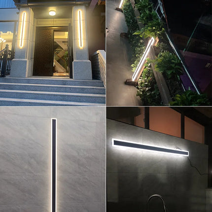 Modern Waterproof outdoor Long Strip LED wall lamps IP65 Iron Wall Light Garden porch Sconce Lights 110V 220V wall washer