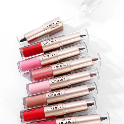 Black Brown Tapered Lip Liner Contour Pencil Double Head Mirror Plumping Lip Glaze Crystal Lip Gloss Sexy Red Lips Tint Makeup
